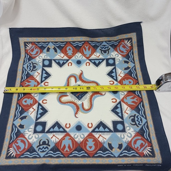 Vntg USA MADE Aztec Bandana COTTON Southwestern West Handkerchief Arizona Native - Picture 11 of 13
